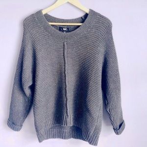 Mossimo Metallic Silver & Pewter Gray Dolman Oversized Chunky Knit Sweater XS